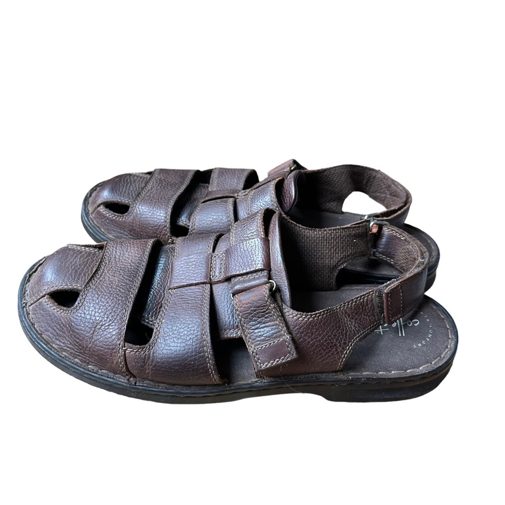 Clarks Collection Mens Dark Brown Leather Upper Fisherman Sandals Size 12M